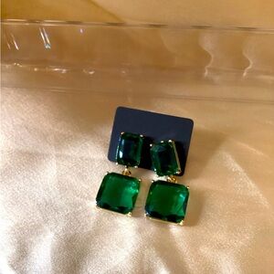 Green Gemstone Drop Earrings